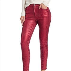 J Brand Alana High-Rise Coated Red Python Print